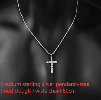 Collier croix en argent sterling S925 pour hommes et femmes