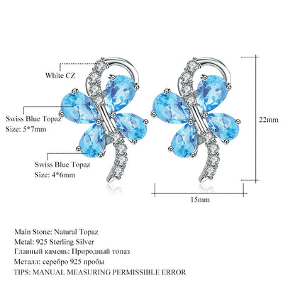 Butterfly-shaped Gem 925 Silver Earrings