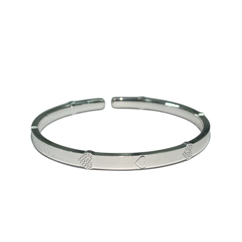 Bracelet en argent sterling en forme de cœur pour femme avec ouverture lisse