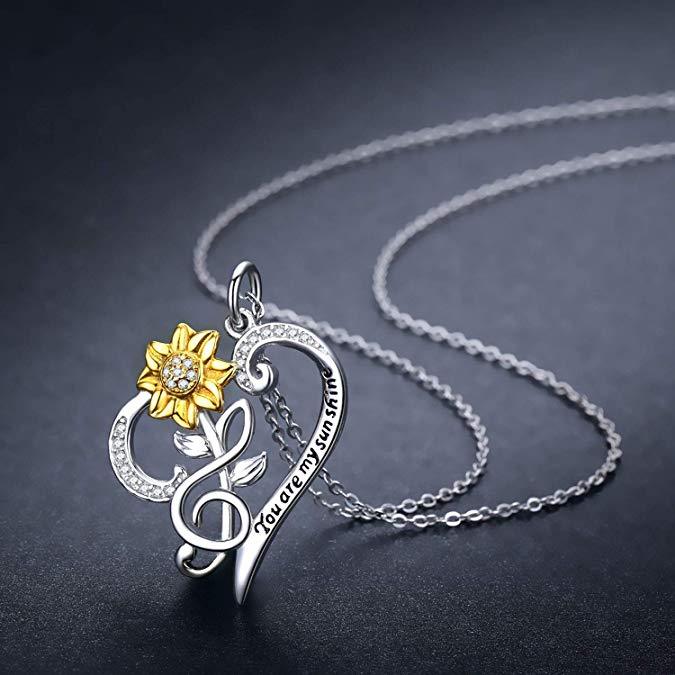 Collar de girasol en plata de ley S925