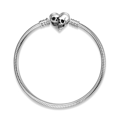 S925 Sterling Silver Snake Bone Chain Bracelet Double Sided Skull Buckle 3MM Basic Chain Diy Chain