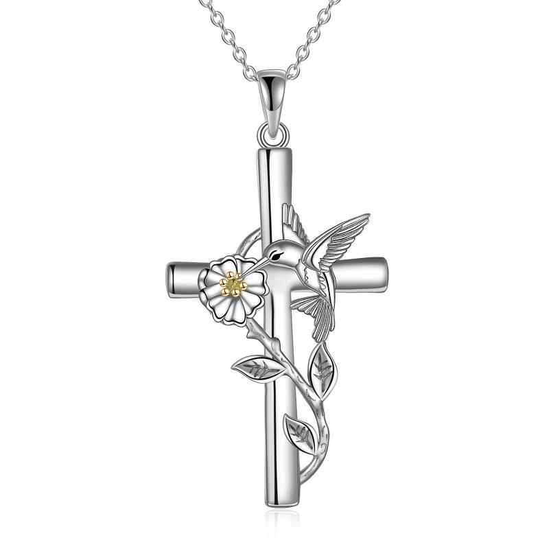 Collier croix colibri cadeaux pour femmes en argent sterling