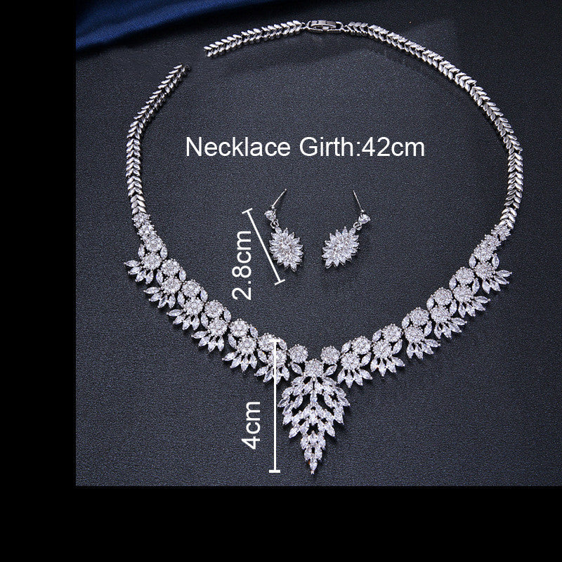 Jewelry Leaf Two Piece Bridal Zircon Set