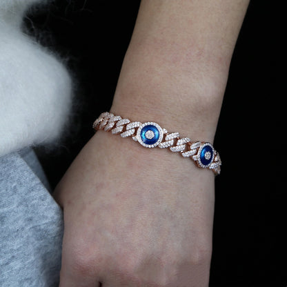 Blue Eyes Zircon Cuban Bracelet Inlaid With Zircon Jewelry