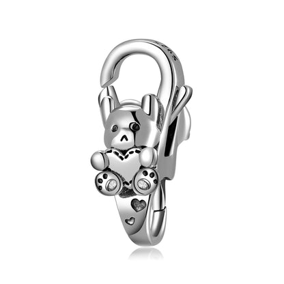 Boucle de homard en argent sterling S925 avec ours en argent