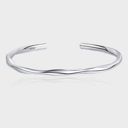 S925 Sterling Silver Mobius Smooth Bracelet Women's Simple Design