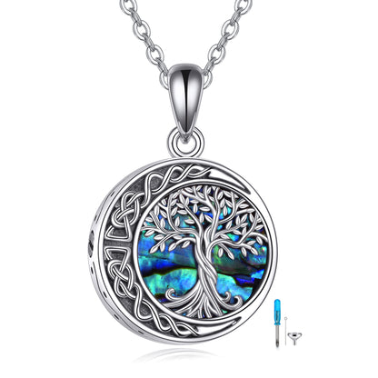 Collares de urna de árbol de la vida para cenizas, plata esterlina, nudo celta, luna, árbol de la vida, joyería de cremación para cenizas, joyería de memoria