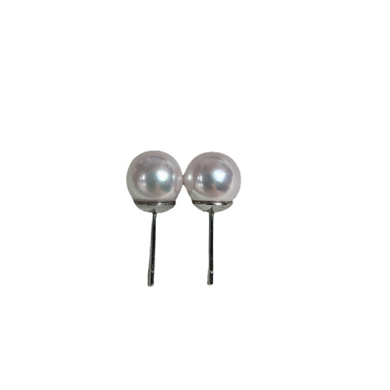 Pendientes clásicos de plata S925 de 8-9 mm con luz fuerte