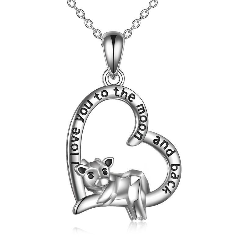 Collier avec pendentif en forme de cœur de vache en argent sterling pour femme Je t'aime jusqu'à la lune et retour