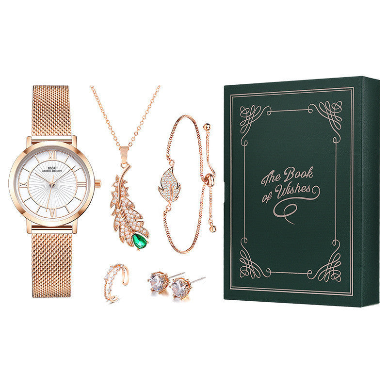 Conjunto de reloj y pulsera con diamantes de imitación para mujer