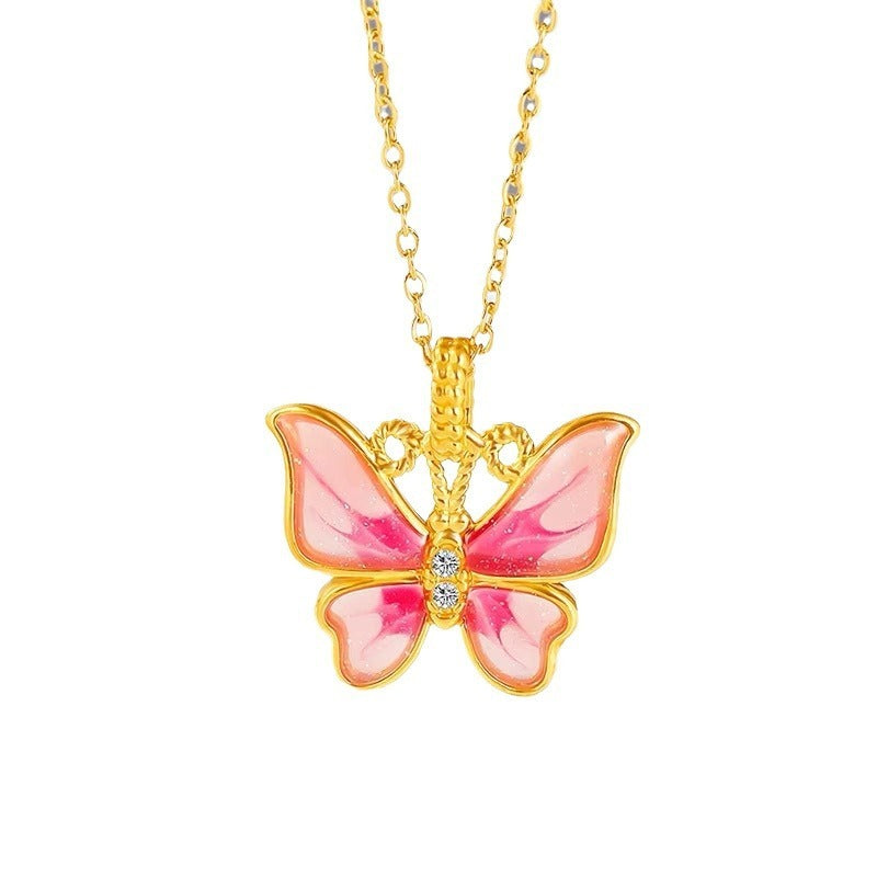 Collar de mariposa mágica de esmalte no desmoldable de color dorado