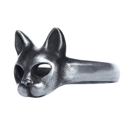 925 Sterling Silver Niche Design Cat Head Ring