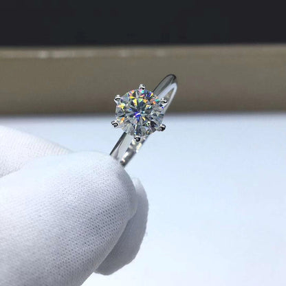 Bague en diamant pour femme en moissanite couleur D en argent plaqué or