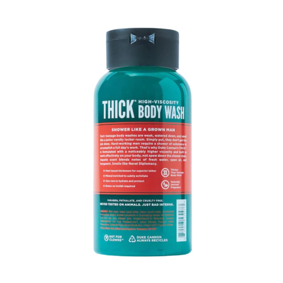 Gel de baño de alta viscosidad para hombres THICK de Duke Cannon Supply Co., con aroma a Naval Supremacy, paquete de 3 de 17,5 onzas líquidas