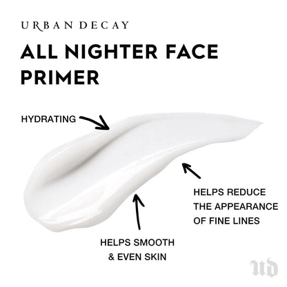 Urban Decay All Nighter Face Primer + Paquete de spray fijador de viaje - Maquillaje de larga duración - Spray fijador de acabado natural (1 fl oz) + Primer de maquillaje (1 fl oz)