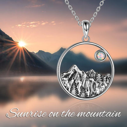 Collier de montagne en argent sterling 925 avec opale synthétique