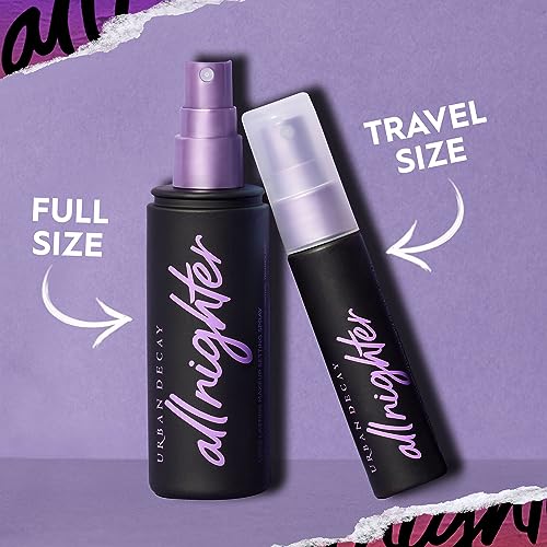 Urban Decay All Nighter Spray fijador de maquillaje impermeable para rostro (tamaño completo), spray de acabado galardonado de larga duración para maquillaje a prueba de manchas y resistente a la transferencia, acabado natural - 4 fl oz