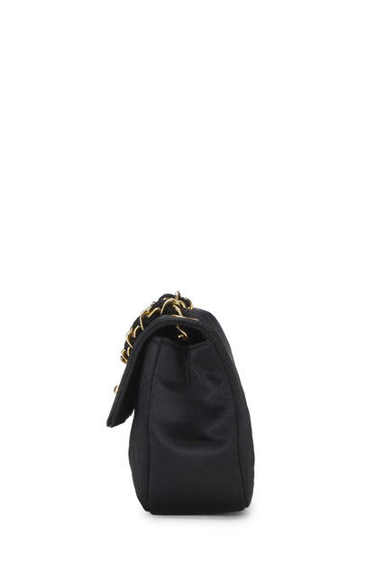 Chanel, Pre-Loved Black Quilted Satin Half Flap Mini, Black