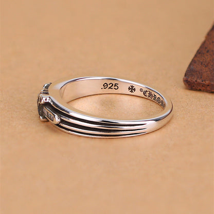 Diamond Set Small Sword And Dagger Ring In 925 Sterling Silver