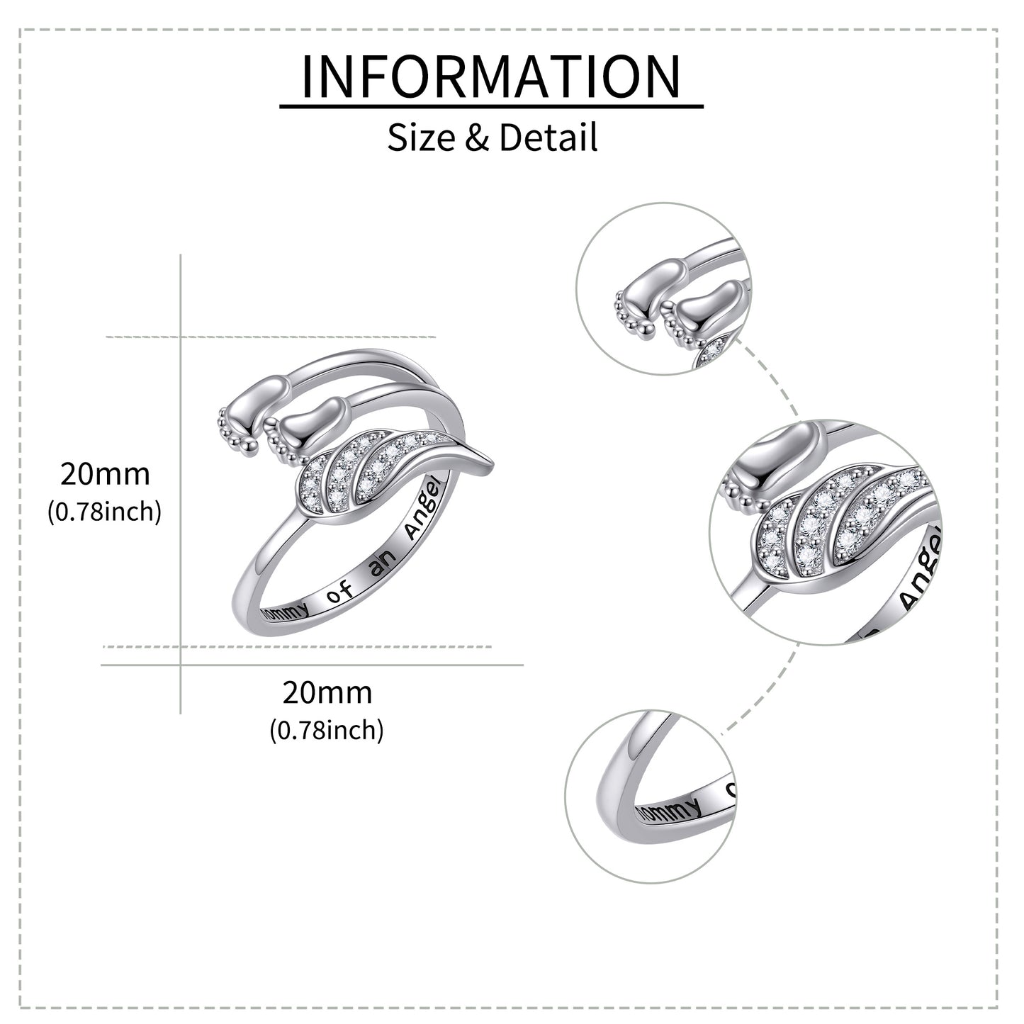 Regalo de aborto espontáneo para madres Anillo de plata esterlina para aborto espontáneo Joyas conmemorativas por pérdida infantil Regalo de simpatía para mujeres Mamá