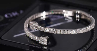 Square S925 Silver Moissanite Bracelet