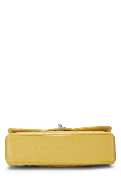 Chanel, Pre-Loved Yellow Chevron Lambskin Classic Double Flap Medium, Yellow