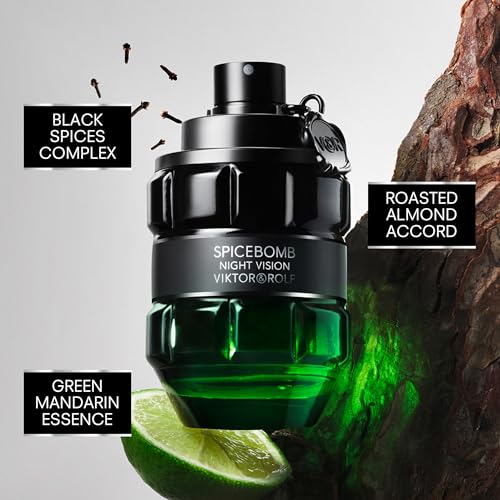 Viktor&Rolf - Spicebomb Nightvision Eau de Toilette - Warm, Spicy & Fresh - Cologne for Men - With Notes of Bergamot Citrus, Black Spices & Rosemary - 3 Fl Oz