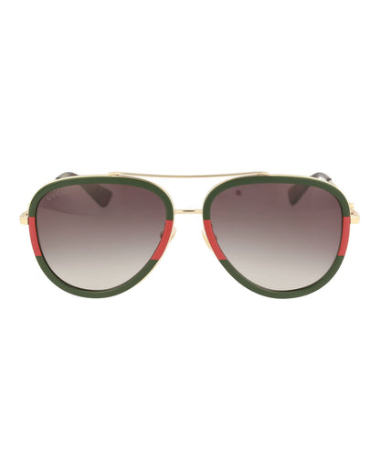 Lunettes de soleil aviateur Gucci Pilot Urban Web Block, or/vert, taille unique