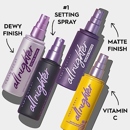 Spray fixateur de maquillage imperméable pour le visage All Nighter d'Urban Decay (grand format), spray de finition longue durée primé pour un maquillage anti-bavures et résistant au transfert, finition naturelle - 4 fl oz