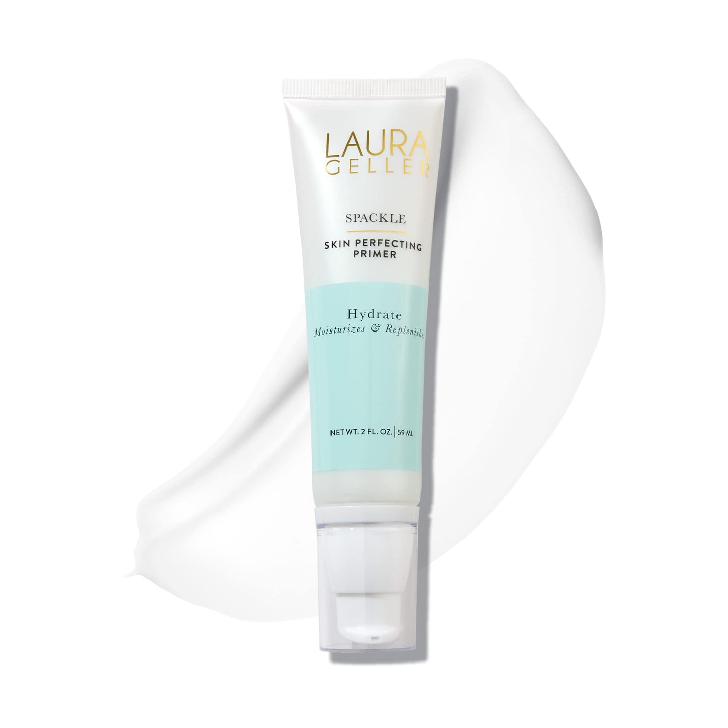 Prebase de maquillaje Spackle de LAURA GELLER, Hydrate + Brocha Kabuki retráctil para aerógrafo + Bolsa de maquillaje acolchada con estuche para brochas, burdeos