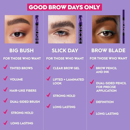 Urban Decay Slick Day Strong-Hold Clear Brow Gel, Lifted, Laminated Eyebrows, Up to 24 HR Wear, Comfortable Feel with Water-Based Wax, Flake-Proof, No White Cast, Dries Clear, Vegan - 0.23 fl oz