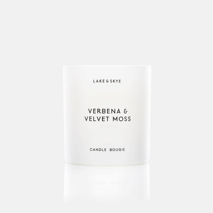 Lake & Skye Verbena & Velvet Moss Candle, (8 oz) 50 Hours of Burn Time, 100% Soy Wax, Vegan - Floral Green Scent with Spicy Twist