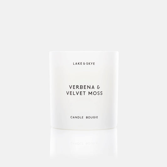 Lake & Skye Verbena & Velvet Moss Candle, (8 oz) 50 Hours of Burn Time, 100% Soy Wax, Vegan - Floral Green Scent with Spicy Twist