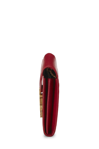 Yves Saint Laurent, Portefeuille Cassandra en cuir grainé rouge d'occasion sur chaîne (WOC), rouge