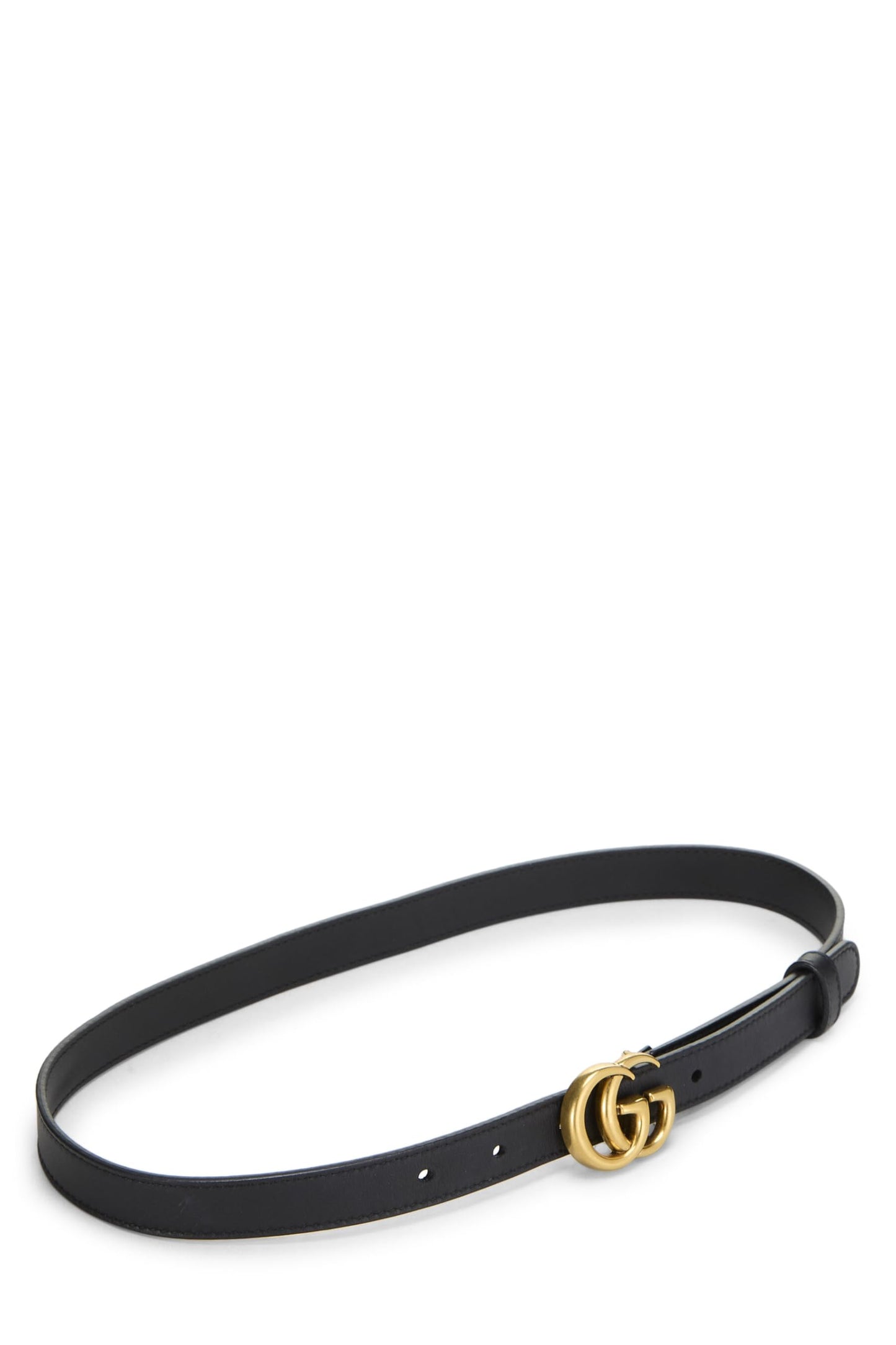 Gucci, Ceinture GG Marmont en cuir noir d'occasion 70, Noir