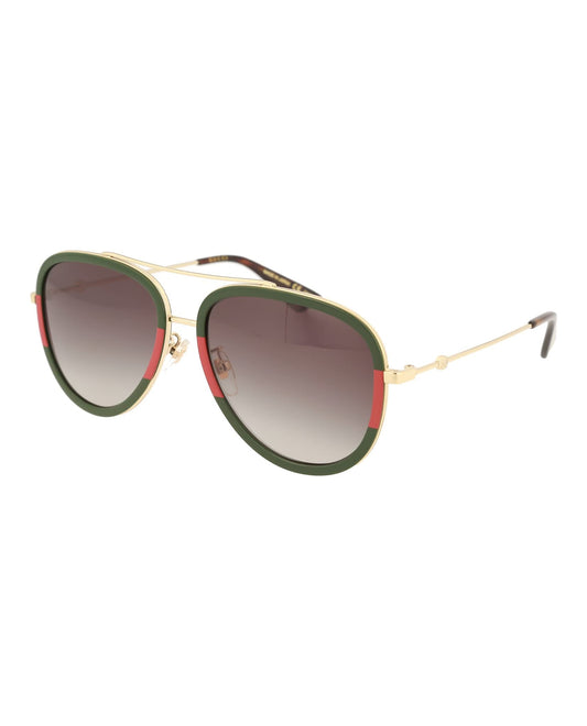 Gucci Pilot Urban Web Block Aviator Gafas de sol, Dorado/Verde, Talla única