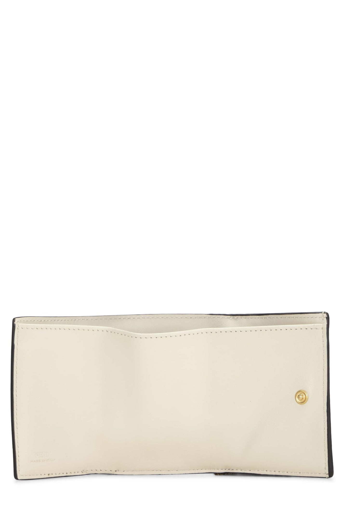 Fendi, Pre-Loved White Leather Roma Compact Chain Wallet, White