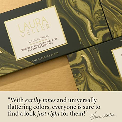 LAURA GELLER NEW YORK The Delectables Earthy Essentials Baked Eyeshadow Palette | 14 Pigmented Eyeshadows Blendable Natural Look