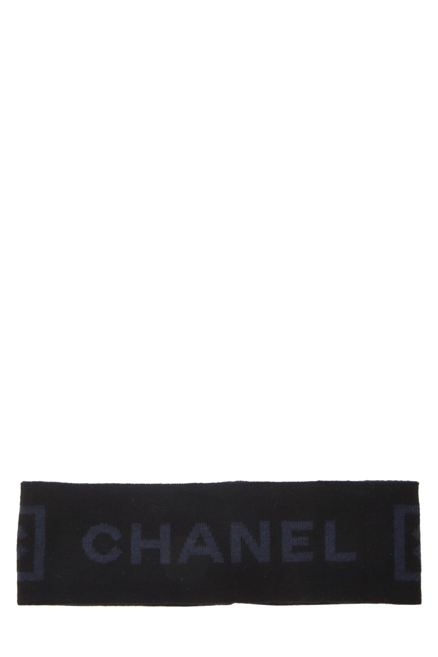 Chanel, Pre-Loved Black & Blue Wool Sport Ligne Headband, Black