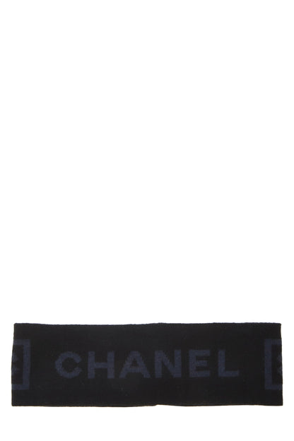 Chanel, Diadema deportiva Ligne de lana negra y azul Pre-Loved, Negro