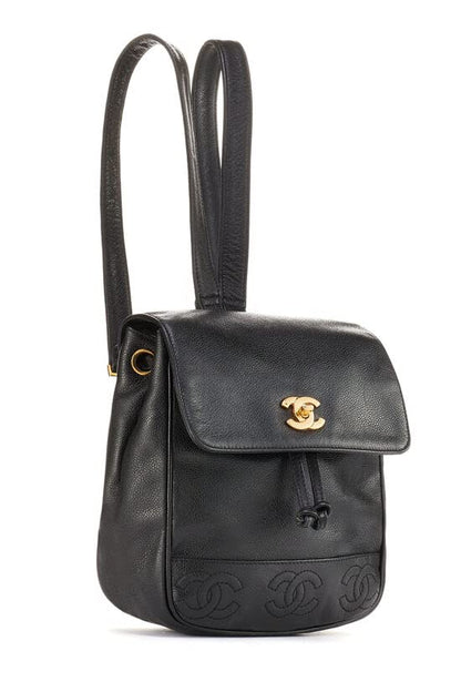 CHANEL, Mochila mediana Pre-Loved Black Caviar 3 'CC', Negro