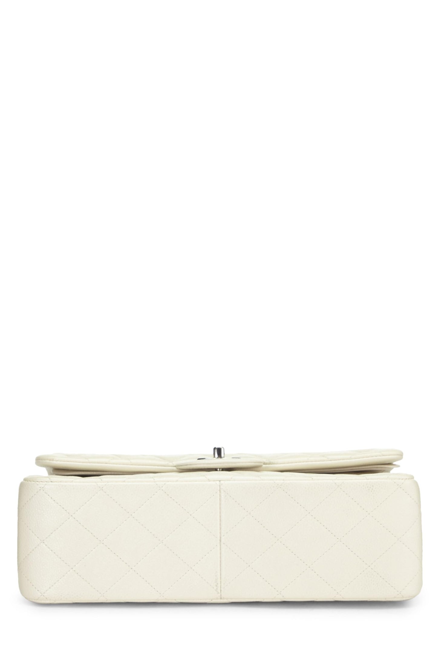 Chanel, sac à main Jumbo New Classic Double Flap matelassé blanc d'occasion, blanc