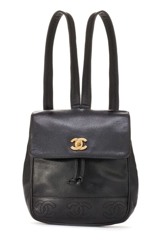 CHANEL, Pre-Loved Black Caviar 3 'CC' Backpack Medium, Black