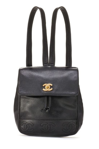 CHANEL, Mochila mediana Pre-Loved Black Caviar 3 'CC', Negro