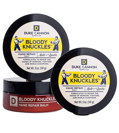 Bálsamo reparador de manos Bloody Knuckles de Duke Cannon: humectante sin fragancia para manos trabajadoras | Fórmula de lanolina | Repara y revitaliza la piel seca y agrietada | Ideal para trabajadores y luchadores (paquete de 3)