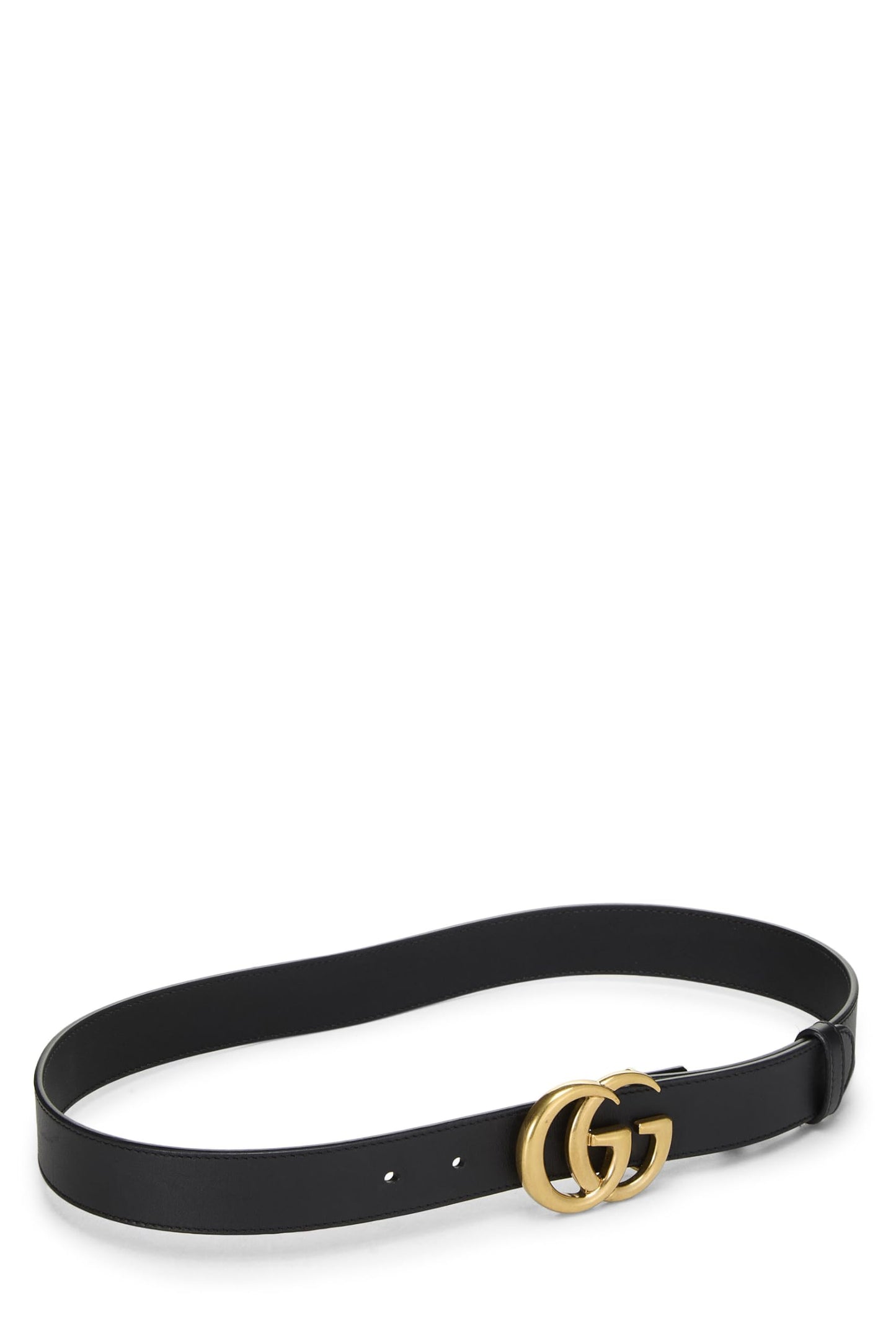 Gucci, Ceinture GG Marmont en cuir noir d'occasion, Noir