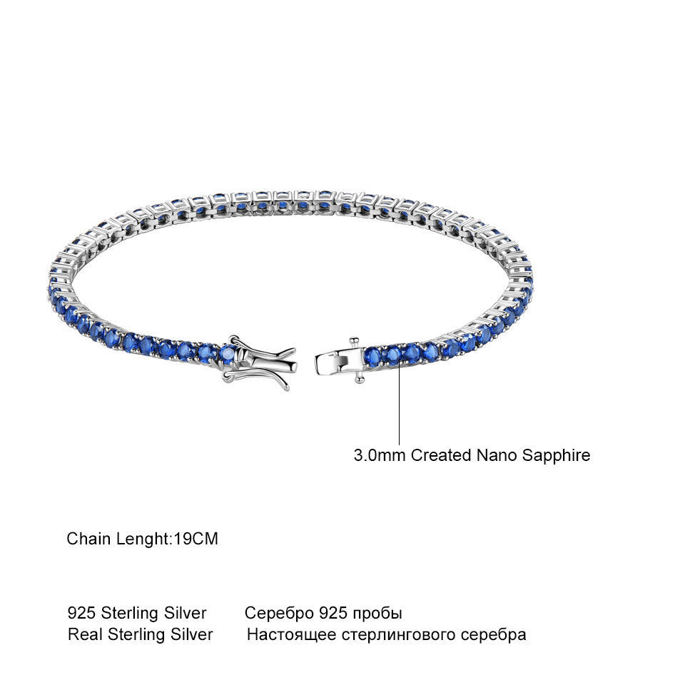 Bracelet en argent sterling 925 avec chaîne de tennis en saphir nano 30