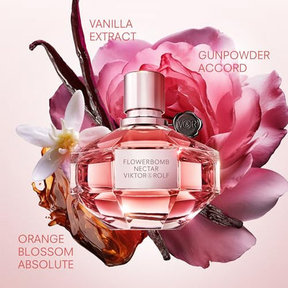 Viktor&amp;Rolf - Flowerbomb Nectar Eau de Parfum - Parfum Femme - Floral, Épicé et Chaud - Avec des Notes de Poudre à Canon et de Vanille - 3 Fl Oz