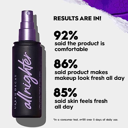 Spray fixateur de maquillage imperméable pour le visage All Nighter d'Urban Decay (grand format), spray de finition longue durée primé pour un maquillage anti-bavures et résistant au transfert, finition naturelle - 4 fl oz