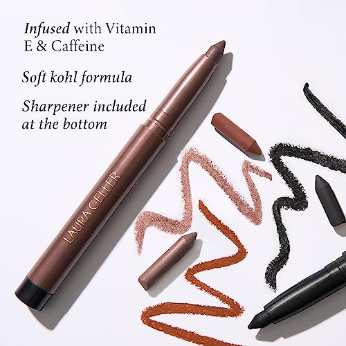 LAURA GELLER NEW YORK Kajal Longwear Kohl Eyeliner Pencil with Caffeine, Smooth & Blendable Makeup, Dark Brown